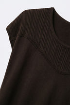 Nervuré Brown Cap Sleeve Knit Sweater