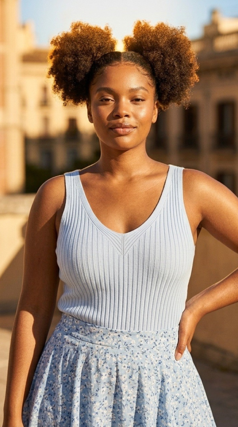 Nerveux Ribbed V-Neck Tank