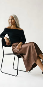 Luisant Satin Midi Skirt