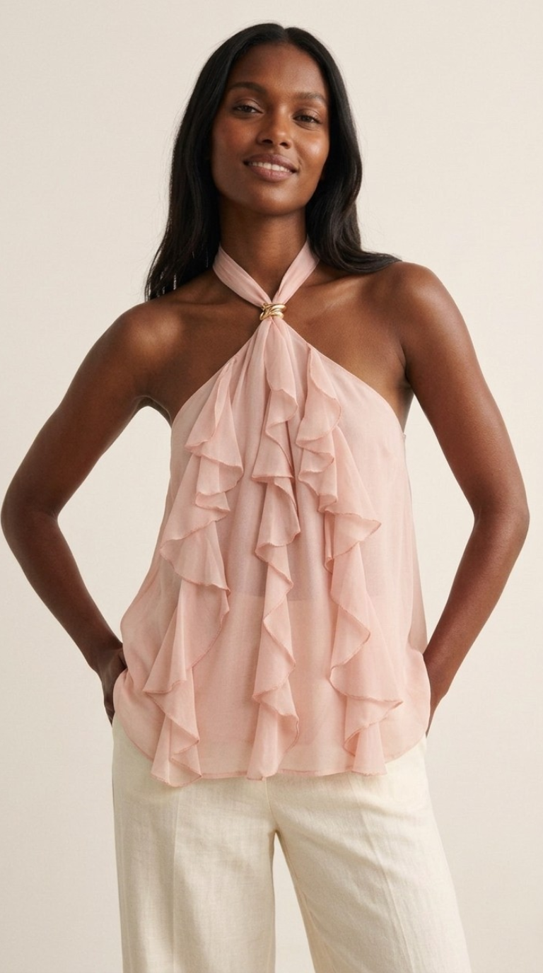 Anneau Ruffle Halter Top