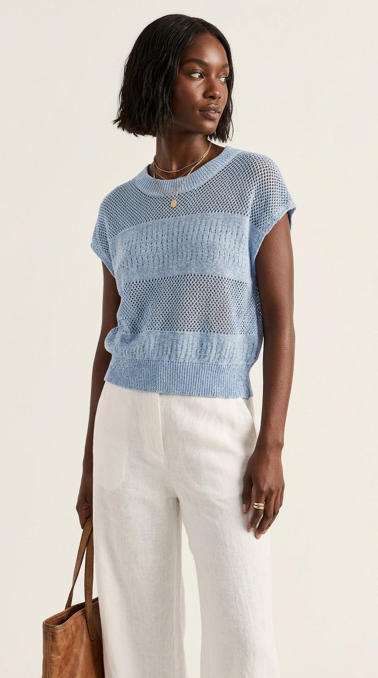 Treillis Cap Sleeve Sweater