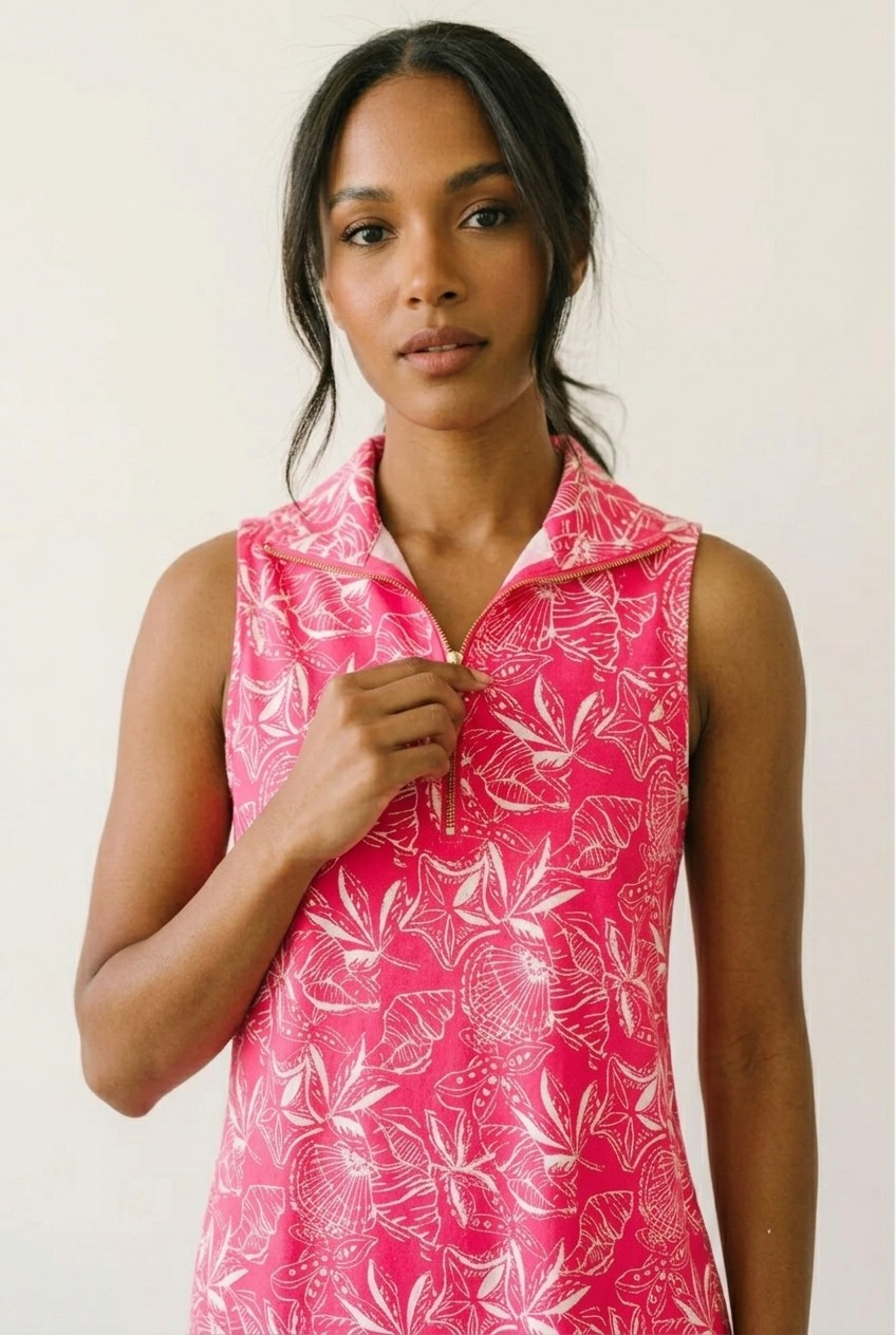 Rivage Quarter Zip Waffle Dress