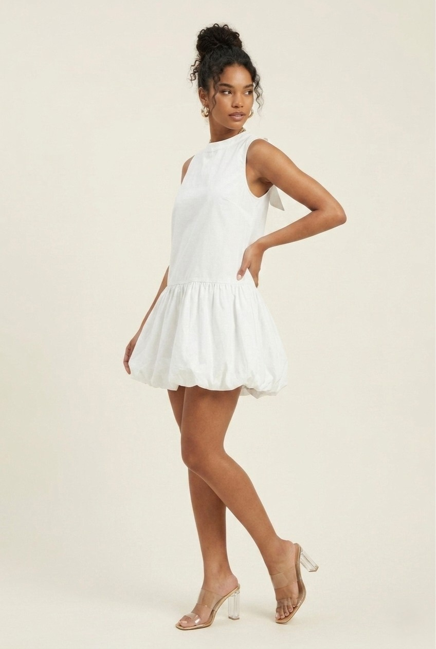 Alba Poplin Balloon Hem Dress