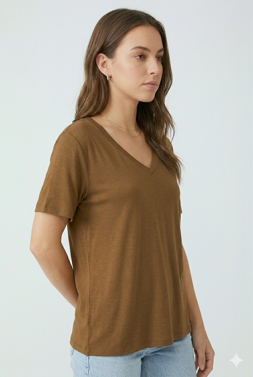 Velours V-Neck Viscose Tee