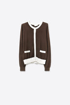 Galon Contrast Trim Cardigan
