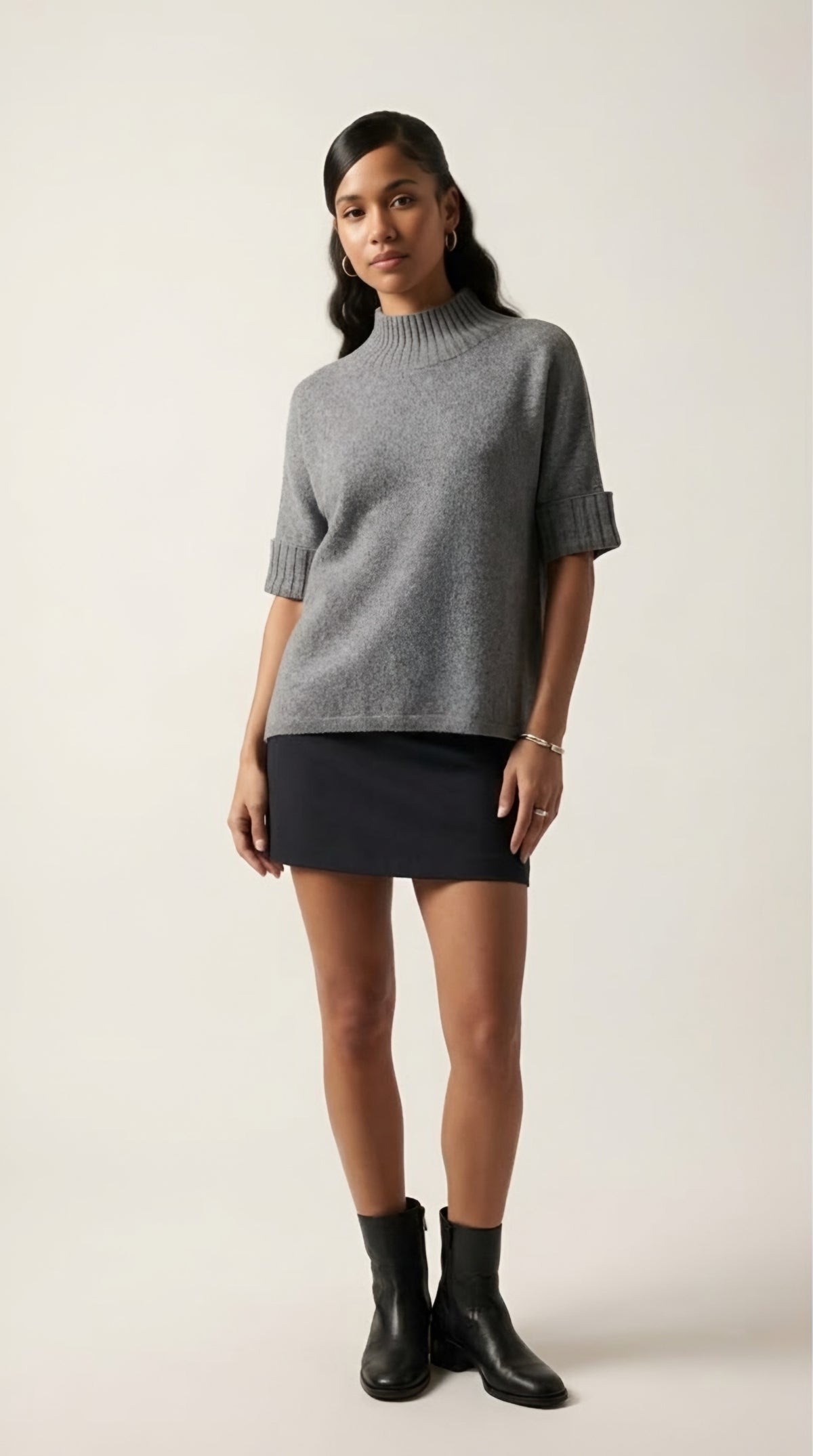 Hausse Chunky Ribbed High Collar Sweater