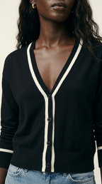 Contour Black Contrast Trim Cardigan