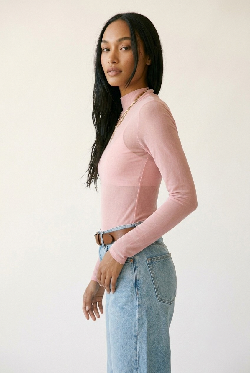 Résille Mesh Mock Neck Bodysuit