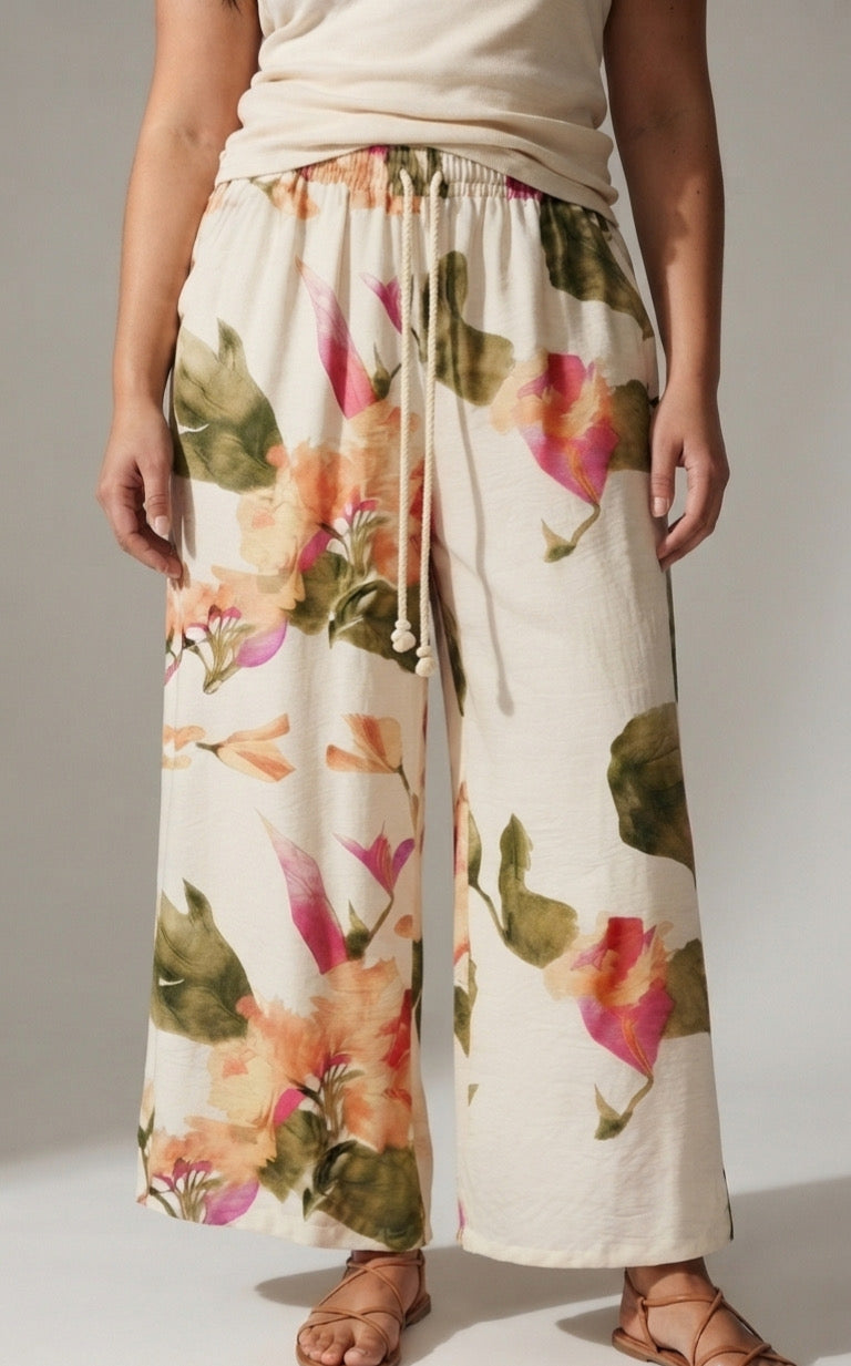 Aquarelle Floral Wide Leg Pants