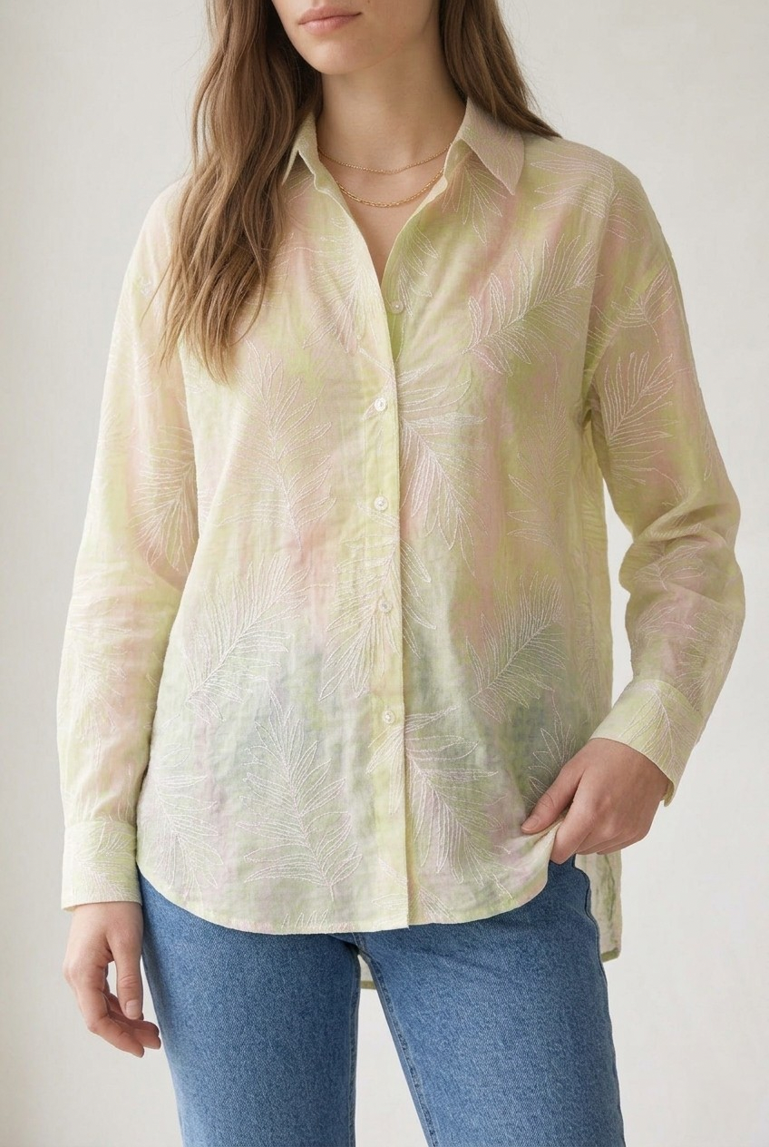 Palmiste Sheer Leaf Print Shirt