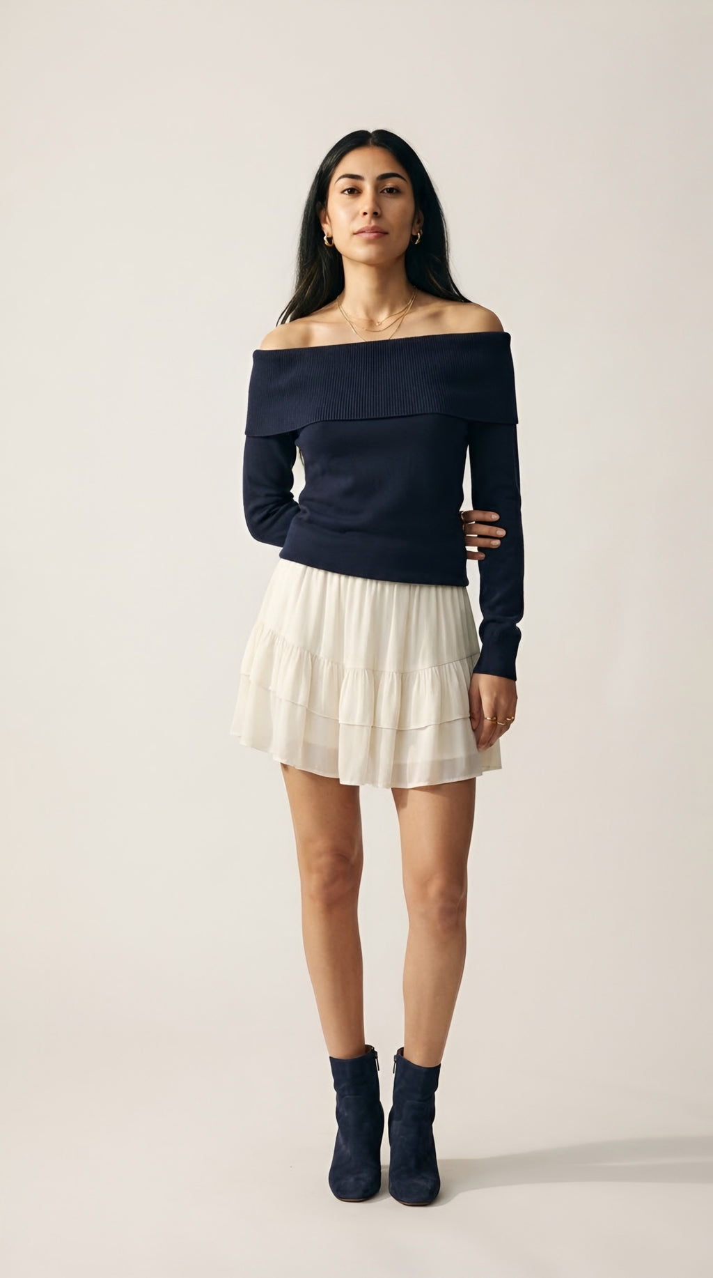 Bardot Ribbed Off Shoulder Sweater