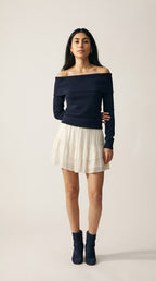 Bardot Ribbed Off Shoulder Sweater
