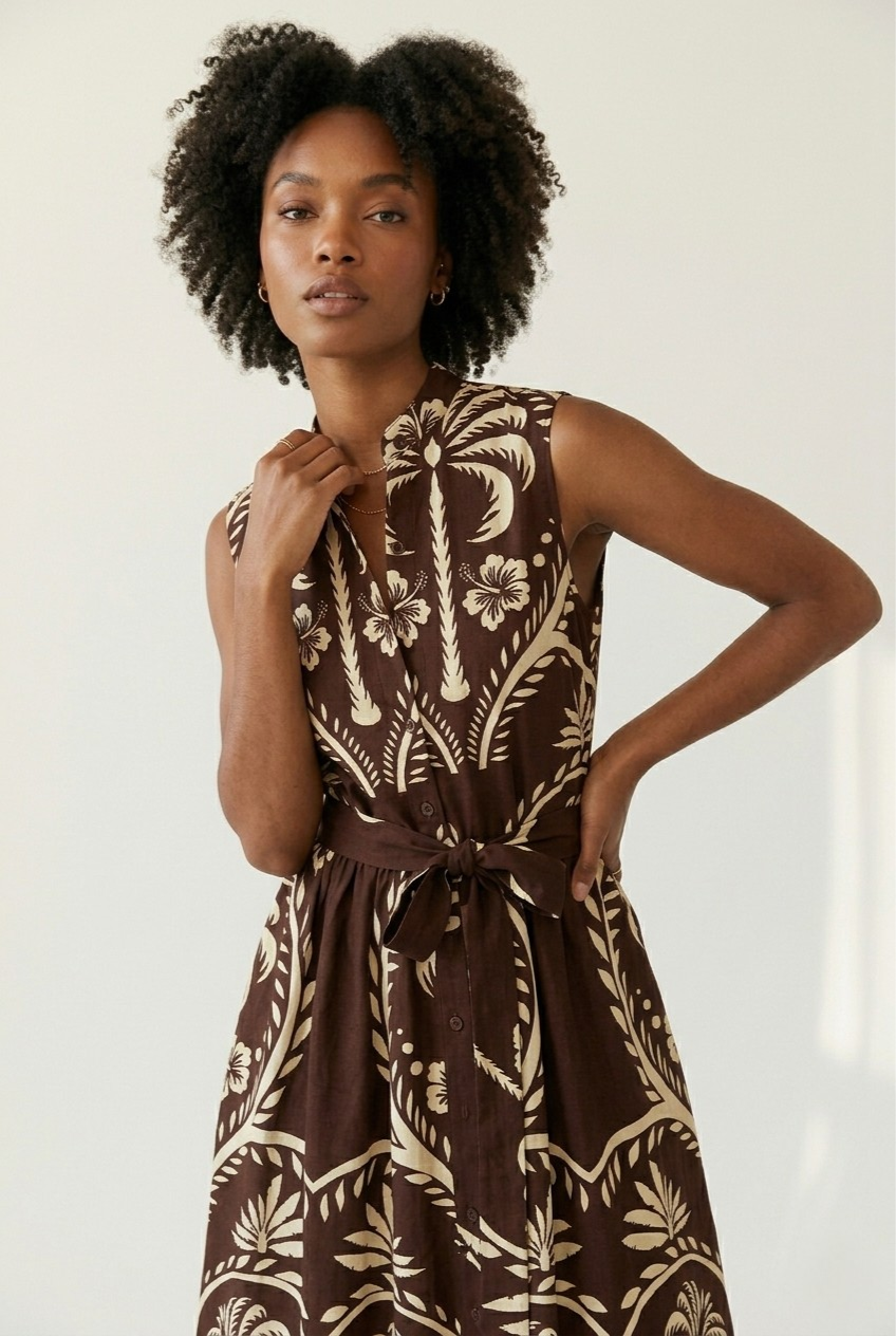 Solana Printed Belted Maxi Dress