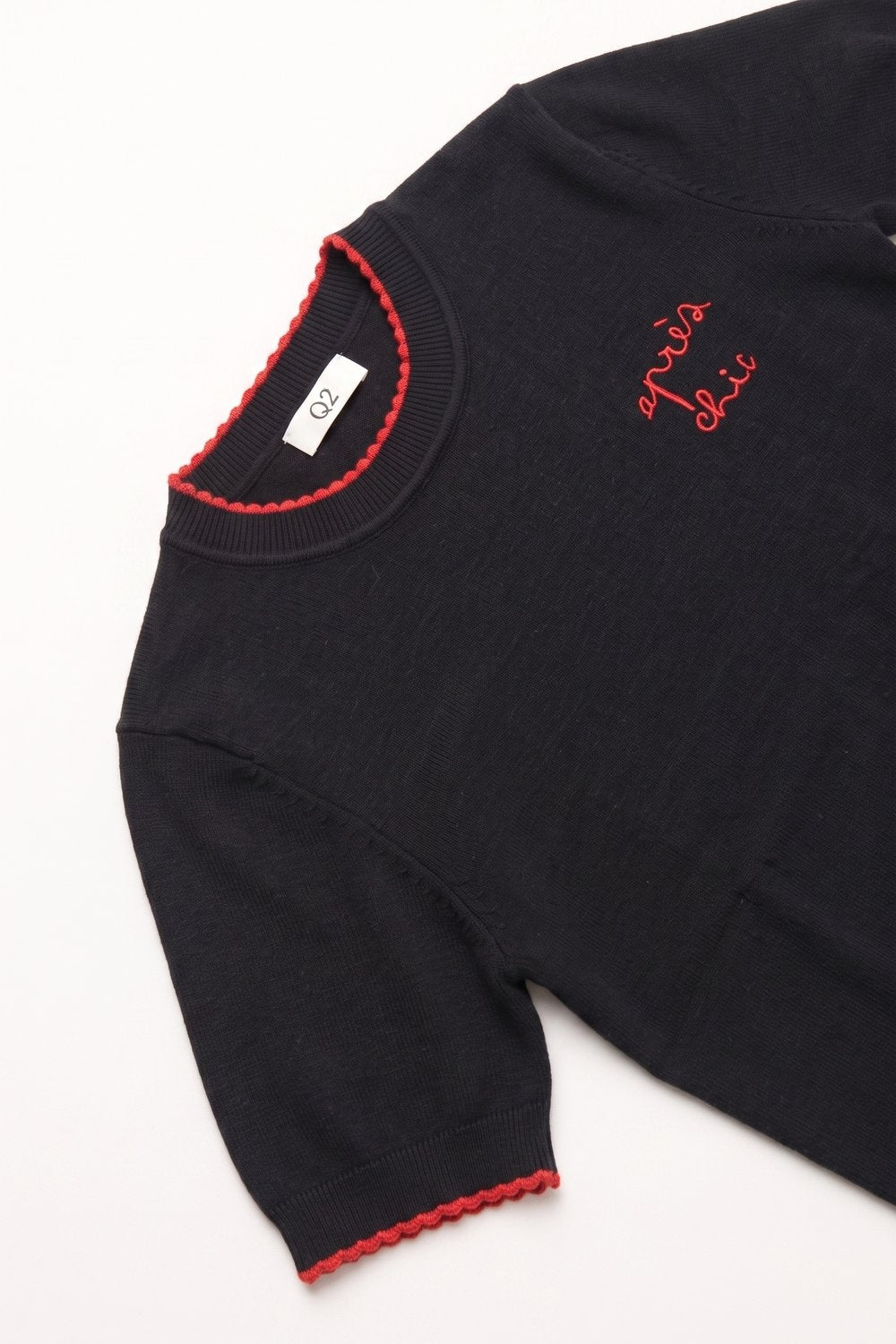 Broderie Contrast Trim Sweater