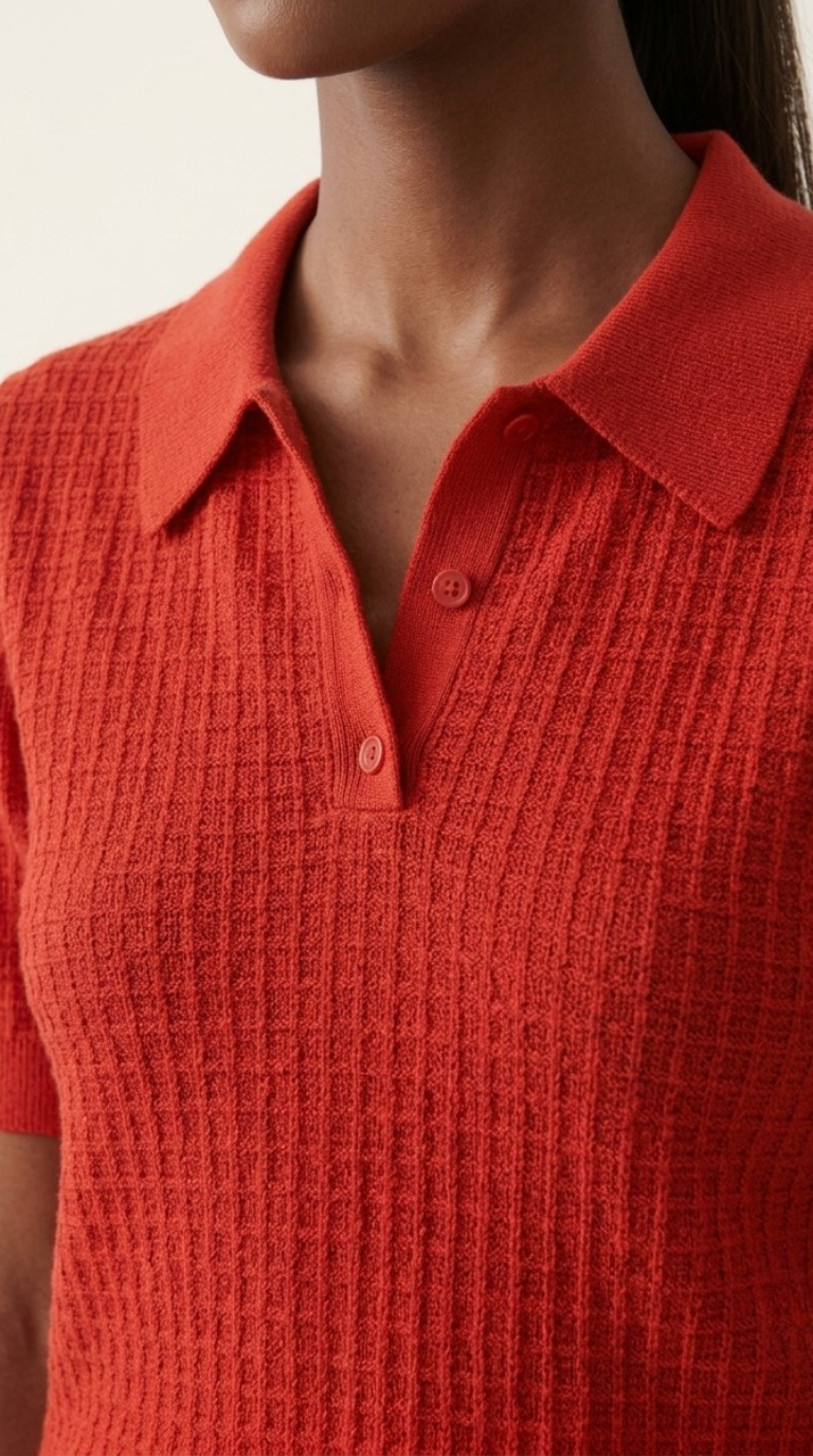 Tricot Textured Knit Polo Shirt