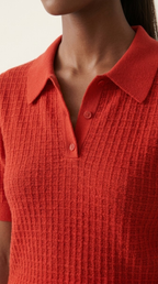 Tricot Textured Knit Polo Shirt