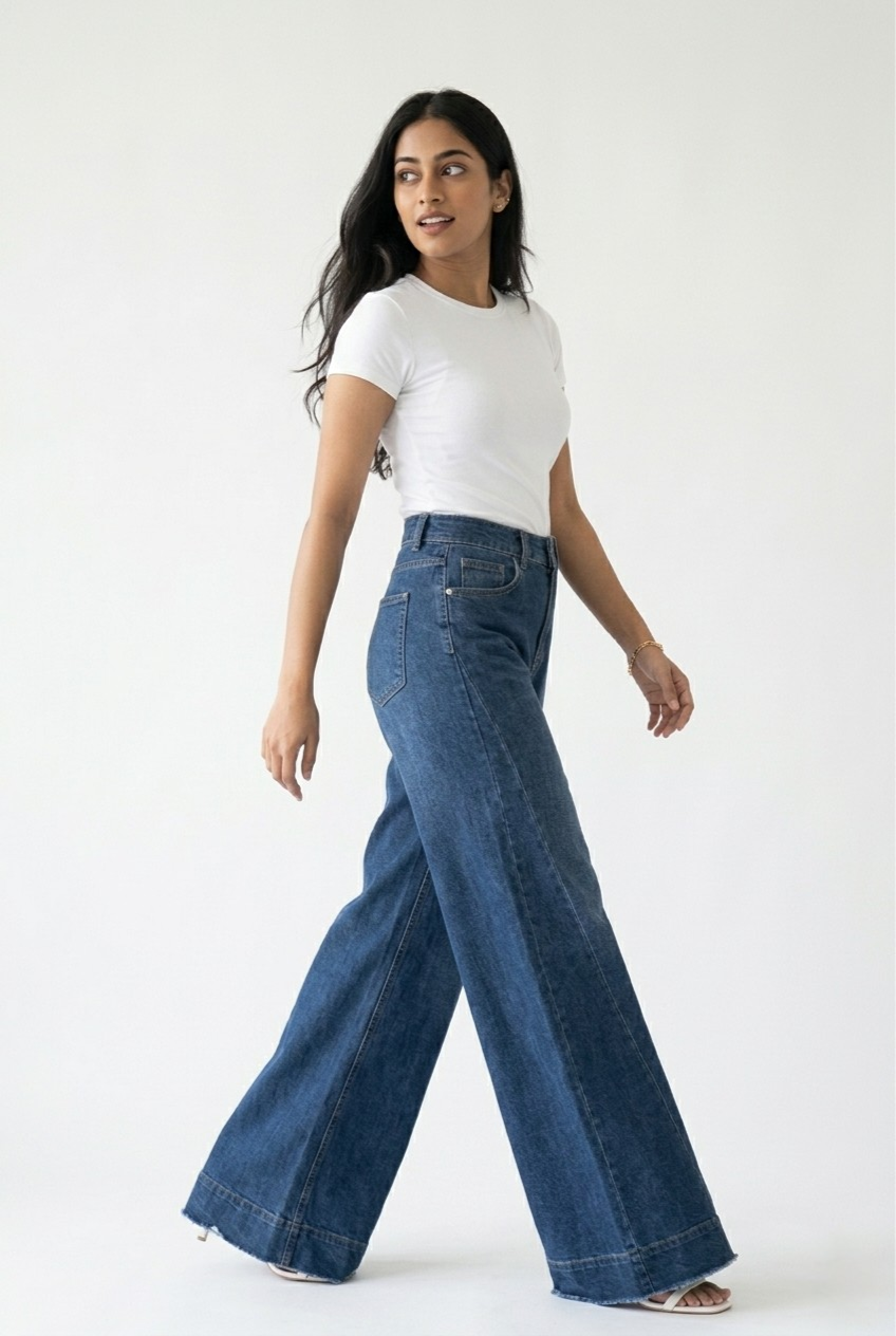 Largeur Dark Wash Wide Leg Jeans
