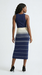 Bord Stripe Knit Midi Skirt