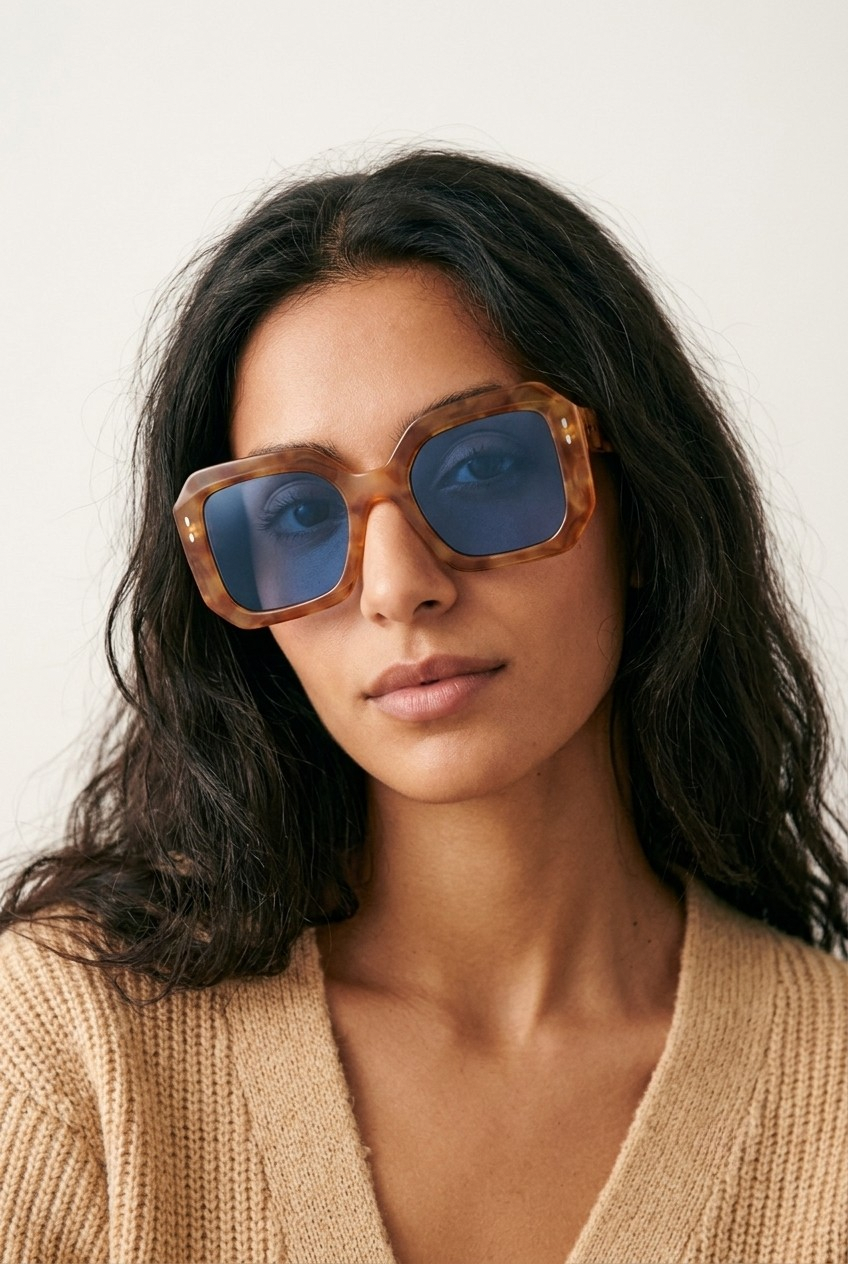 Azurin Blue Lens Square Shades