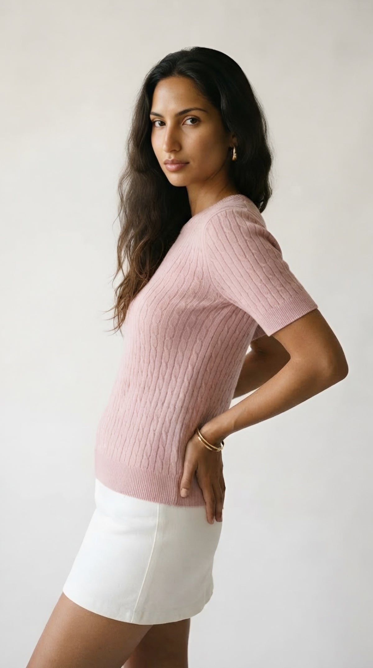 Câble Fine Knit Crew Neck
