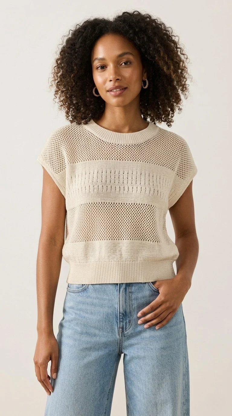 Treillis Cap Sleeve Sweater