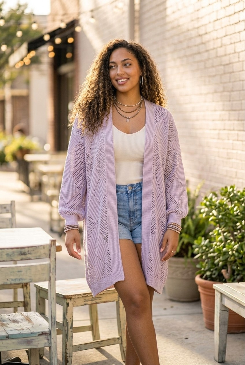 Lianne Crochet Argyle Cardigan