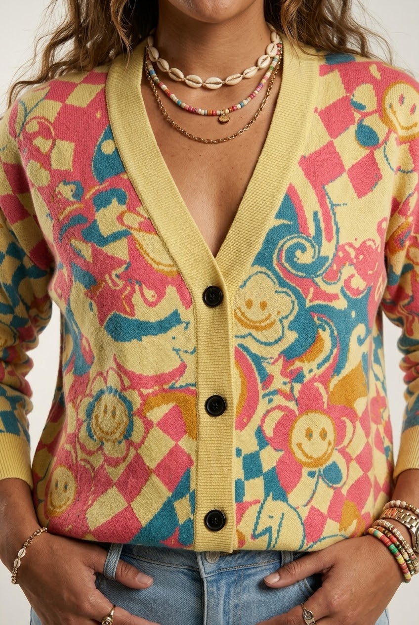 Bazart Jacquard Knit Cardigan