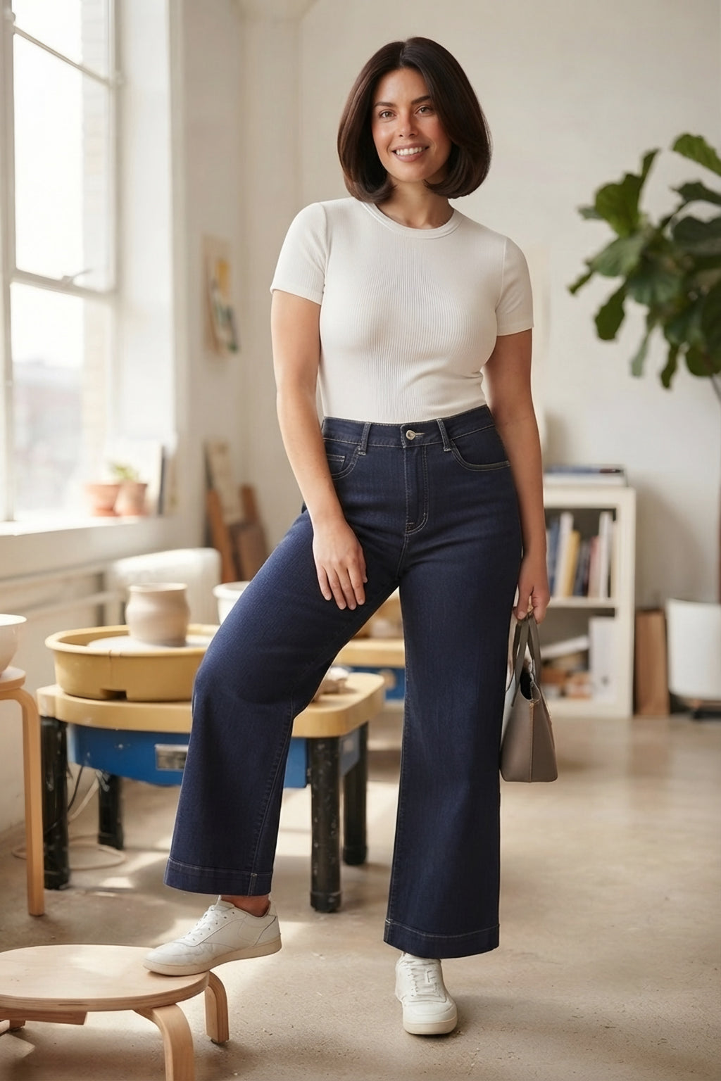 Largeur Dark Wash Wide Leg Jeans