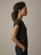 Nervuré Brown Cap Sleeve Knit Sweater