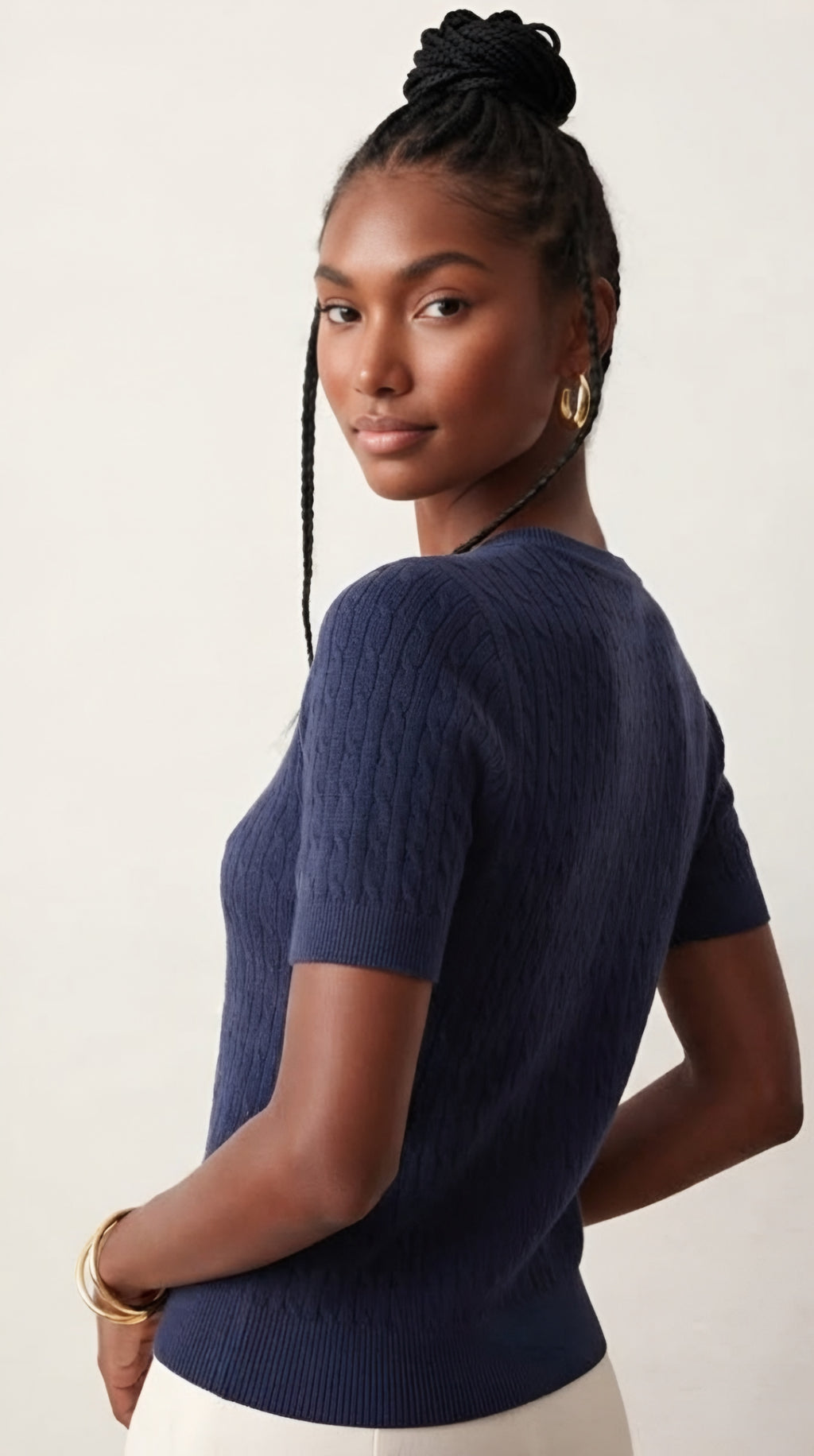 Câble Fine Knit Crew Neck