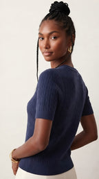 Câble Fine Knit Crew Neck
