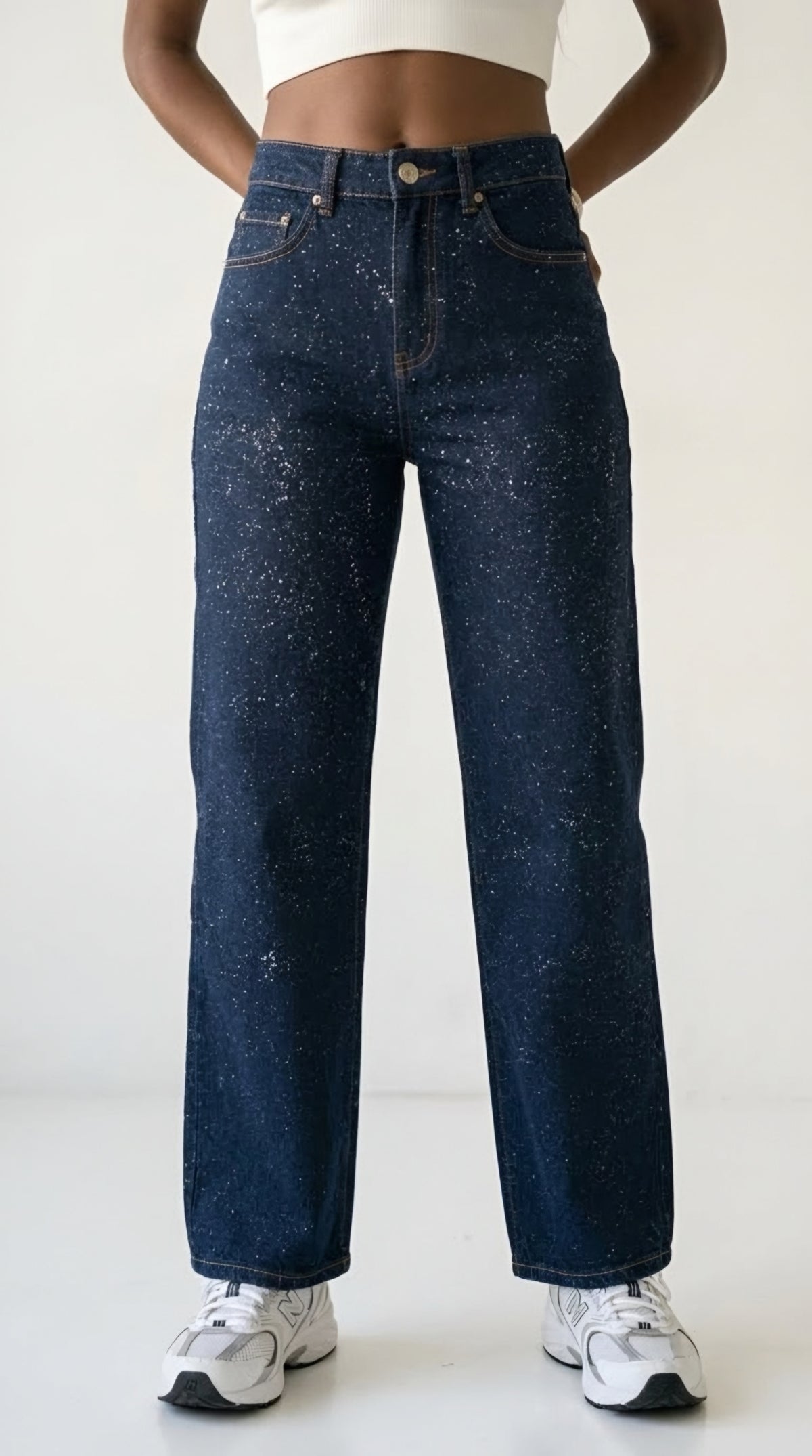 Paillette Wide Leg Glitter Jeans