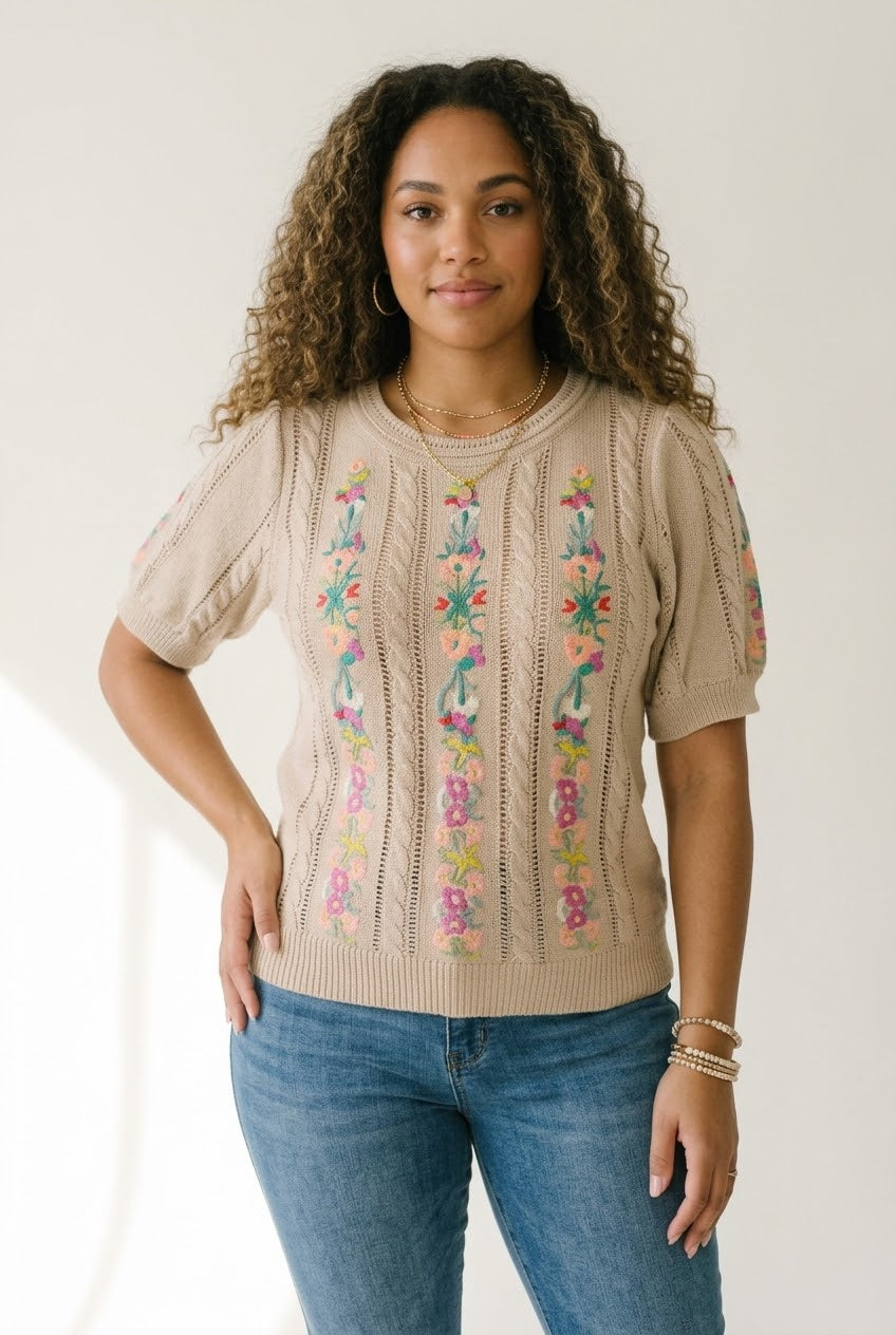Floraison Embroidered Knit Top