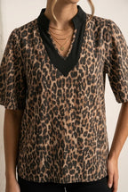 Sauvage Leopard Bell Sleeve Blouse