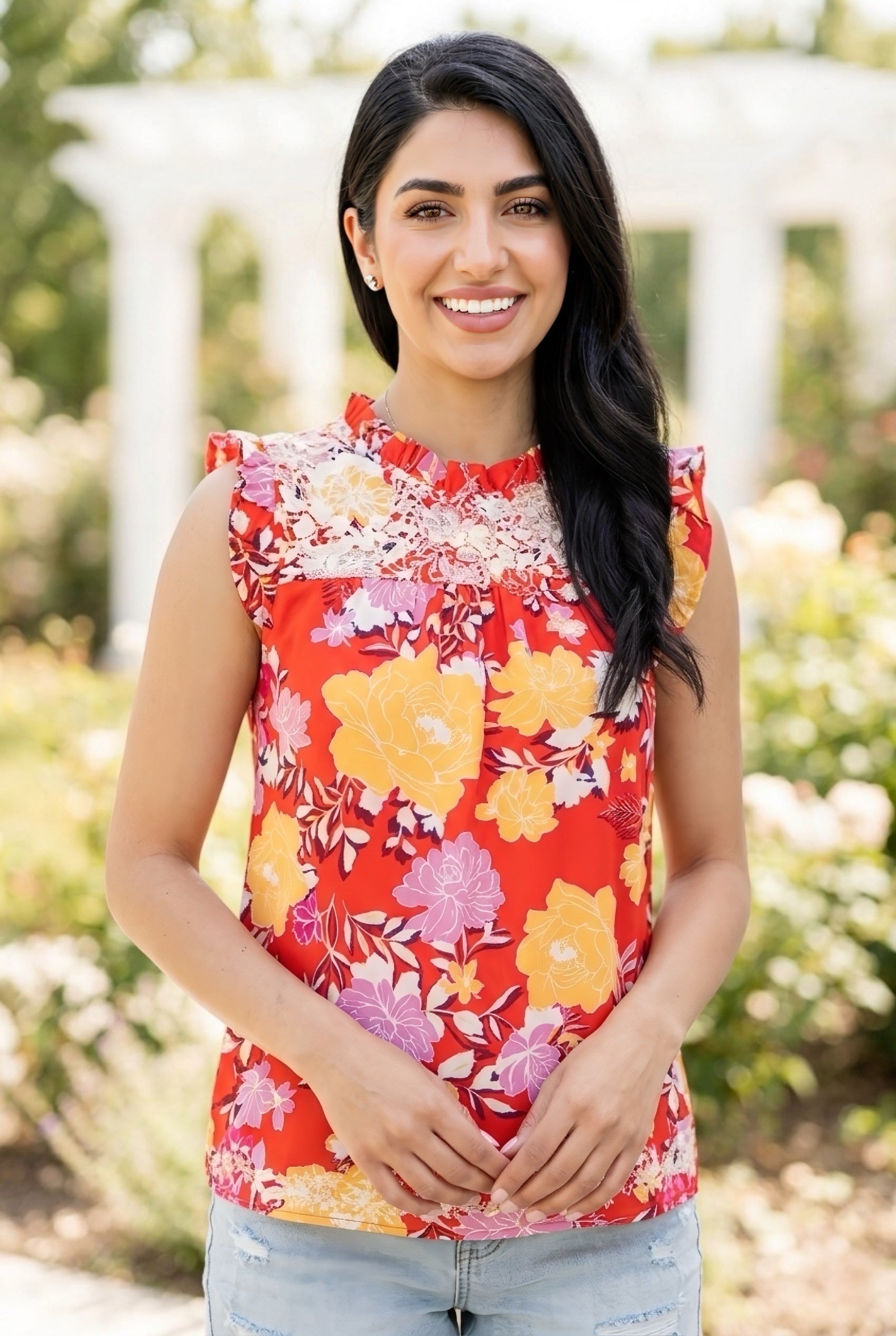 Jardinière Floral Ruffle Top