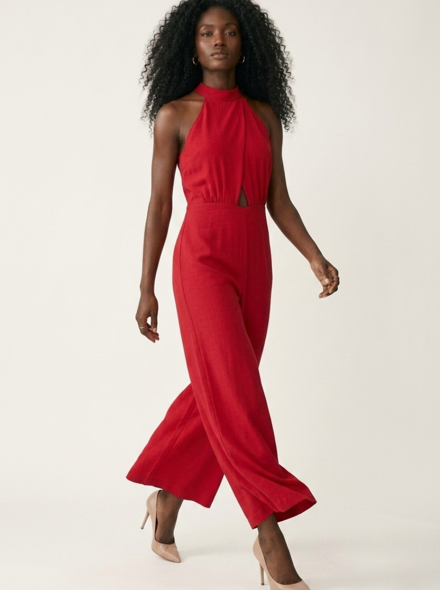 Croisé Halter Wide Leg Jumpsuit