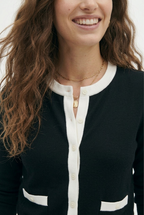 Galon Contrast Trim Cardigan