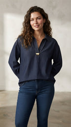 Dorée Denim Gold Trim Shirt