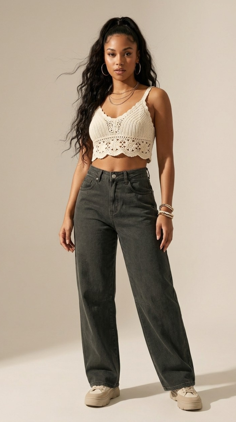 Genou Wide Leg Jeans