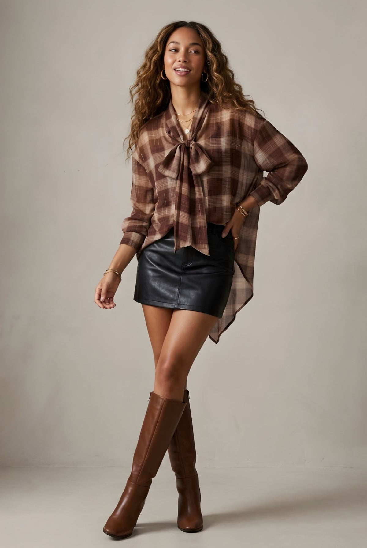 Carreaux Lurex Check Blouse