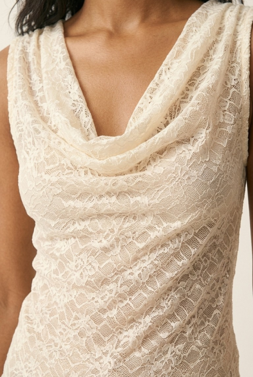 Voile Lace Cowl Tank