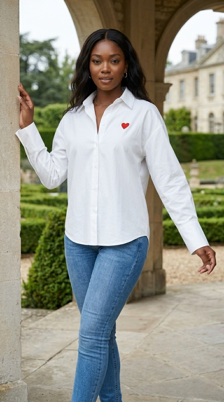 Cœur Embroidered Button Shirt