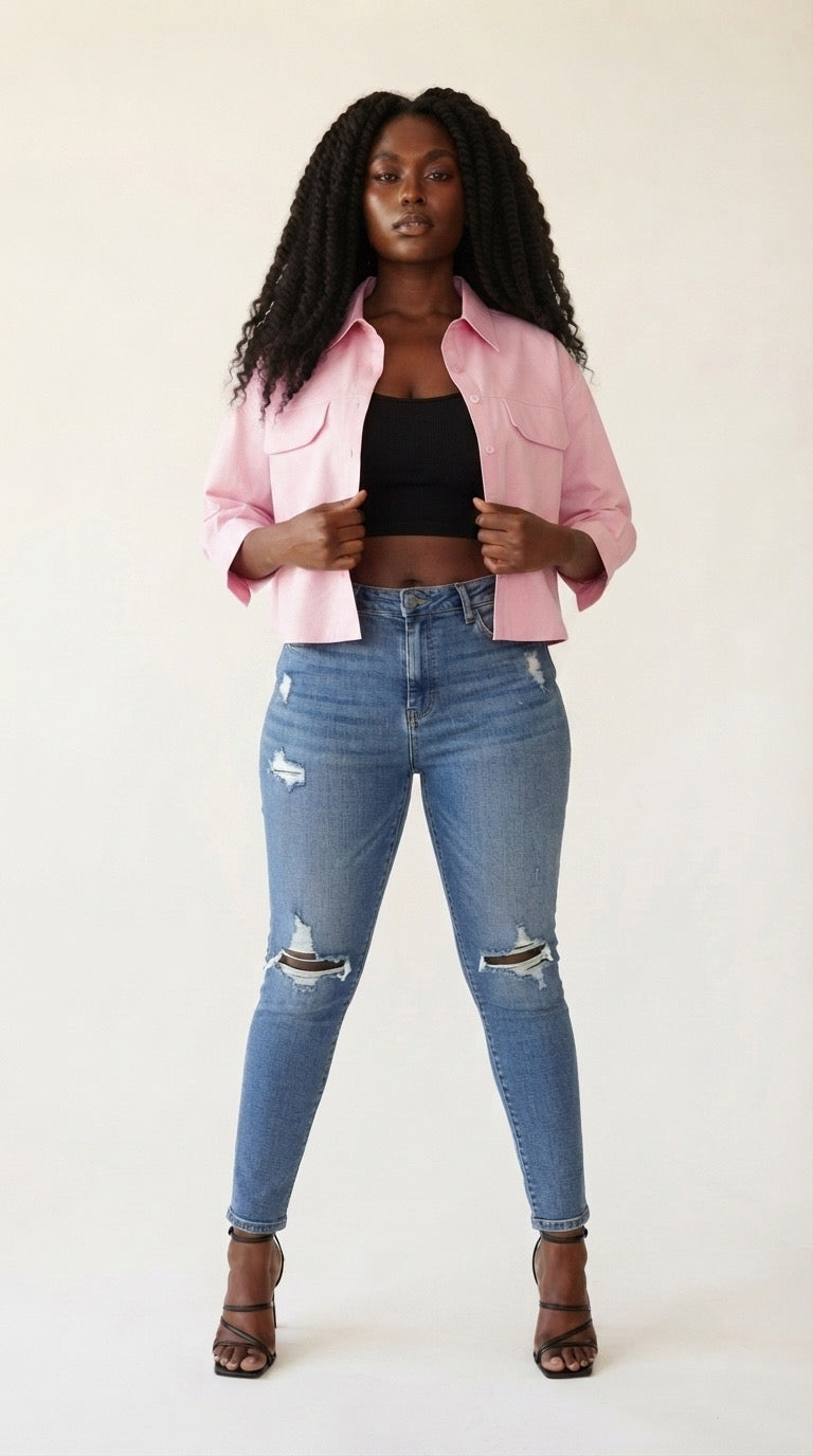 Bouton Cropped Pocket Shirt