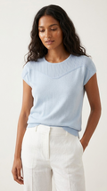 Nervuré Light Blue Cap Sleeve Knit Sweater
