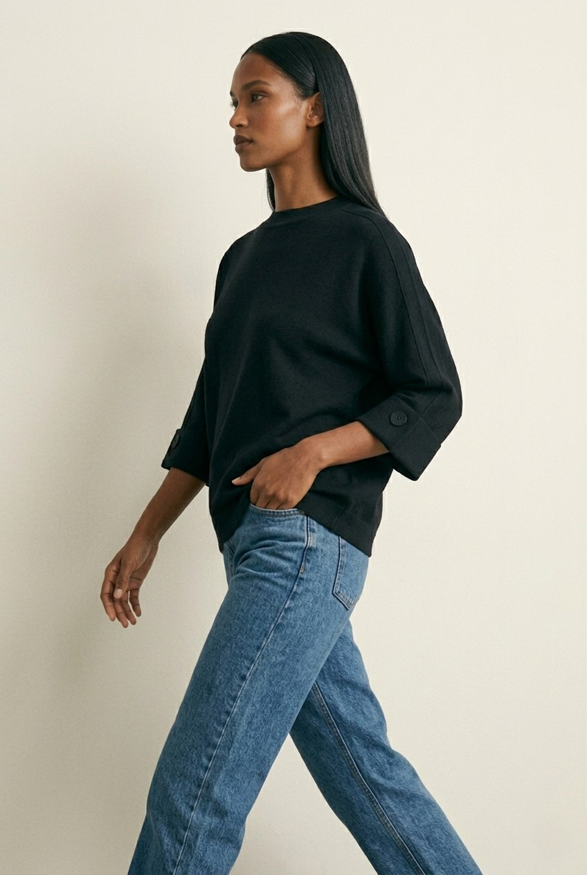Nacelle Button Sleeve Knit Sweater
