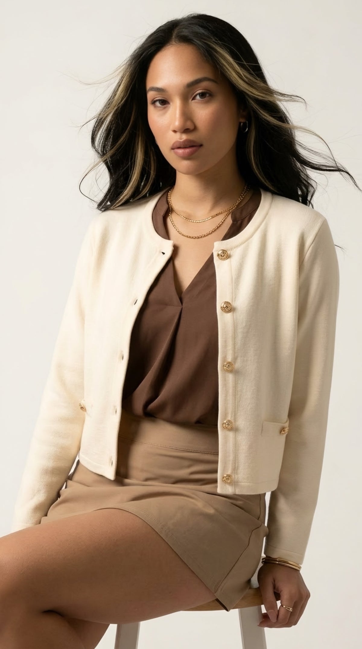 Dorée Gold Button Cardigan