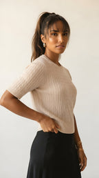 Câble Fine Knit Crew Neck