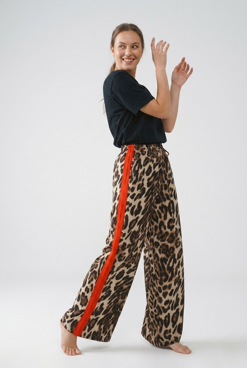 Félin Leopard Stripe Wide Leg Pants