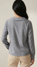 Carreaux Tie Neck Blouse