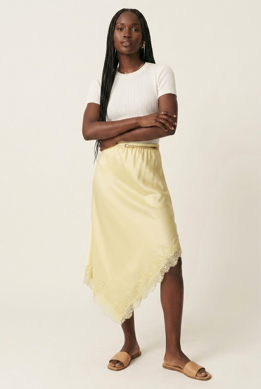Asymétrie Satin Lace Skirt